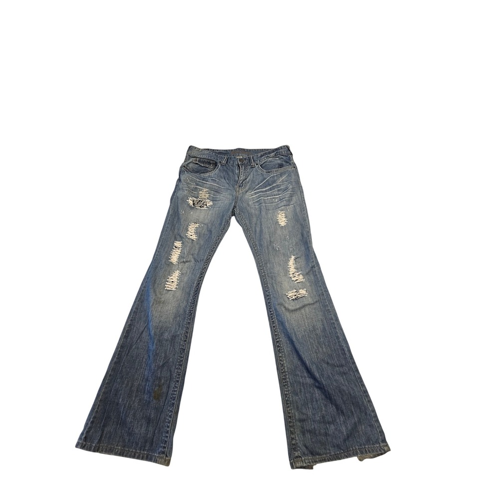 Guess Jeans Mens 36x32 Blue Distressed Bootcut Denim Pants X1202400000
